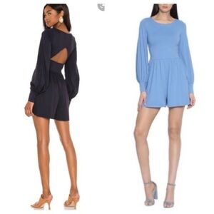 Susana Monaco Puff Sleeve Navy Cut Out Romper S